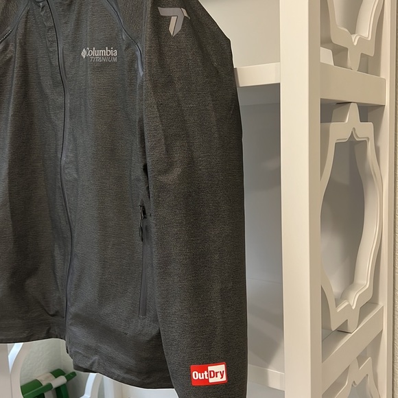 Columbia Titanium Outdry Ex Reign Hooded Waterproof Charcoal Jacket Women Size M - Picture 3 of 7